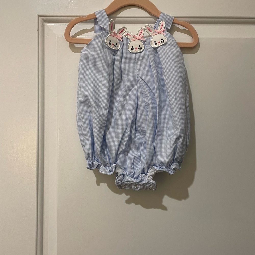 Blue Bunny Embroidered Kids One Piece